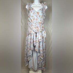 Abercrombie Blue Floral HiLo Dress MP NWT Ruffle Romantic